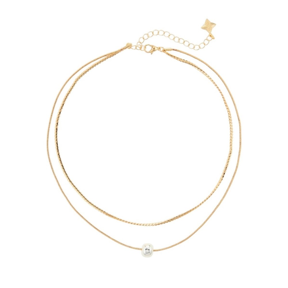 Dainty Layered Pendant Necklace Gold Silver Snake Chain NEW Minimalist